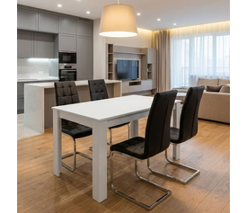 Σετ τραπεζαρία 5τμχ Darlen - Vela χρώμα λευκό - μαύρο 125x72x74εκ.