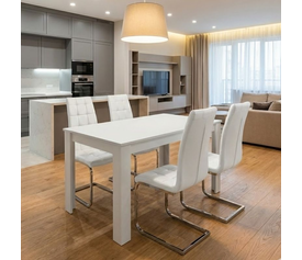 Σετ τραπεζαρία 5τμχ Darlen - Vela χρώμα λευκό 125x72x74εκ.