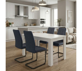 Σετ τραπεζαρία 5τμχ Darlen - Laura χρώμα λευκό - ανθρακί 125x72x74εκ.