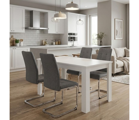 Σετ τραπεζαρία 5τμχ Darlen - Laura χρώμα λευκό - γκρι 125x72x74εκ.