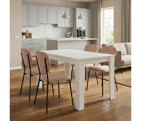 Σετ τραπεζαρία 5τμχ Darlen - Kevin χρώμα λευκό - μόκα 125x72x74εκ.