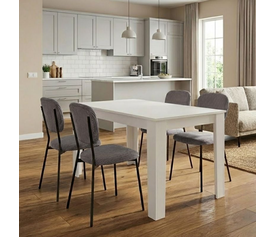 Σετ τραπεζαρία 5τμχ Darlen - Kevin χρώμα λευκό - γκρι 125x72x74εκ.