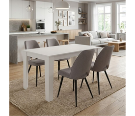 Σετ τραπεζαρία 5τμχ Darlen - Christy χρώμα λευκό - ανοιχτό μπεζ 125x72x74εκ.