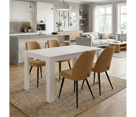 Σετ τραπεζαρία 5τμχ Darlen - Christy χρώμα λευκό - μουσταρδί 125x72x74εκ.