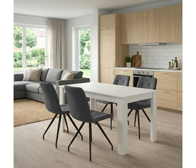 Σετ τραπεζαρία 5τμχ Darlen - Bianca χρώμα λευκό - γκρι 125x72x74εκ.