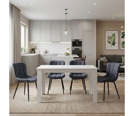 Σετ τραπεζαρία 5τμχ Darlen - Chiara χρώμα λευκό - ανθρακί 125x72x74εκ.