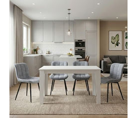 Σετ τραπεζαρία 5τμχ Darlen - Chiara χρώμα λευκό - γκρι 125x72x74εκ.