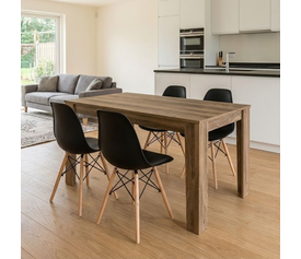 Σετ τραπεζαρία 5τμχ Darlen - Nova χρώμα καρυδί - μαύρο 125x72x74εκ.