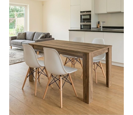 Σετ τραπεζαρία 5τμχ Darlen - Nova χρώμα καρυδί - λευκό 125x72x74εκ.