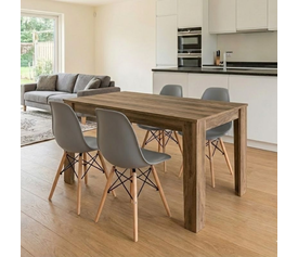 Σετ τραπεζαρία 5τμχ Darlen - Nova χρώμα καρυδί - γκρι 125x72x74εκ.