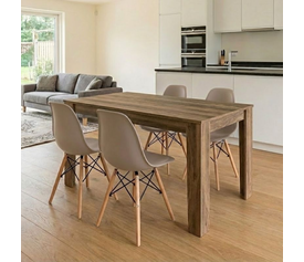 Σετ τραπεζαρία 5τμχ Darlen - Nova χρώμα καρυδί - cappuccino 125x72x74εκ.