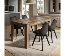 Σετ τραπεζαρία 5τμχ Darlen - Viva χρώμα καρυδί - μαύρο 125x72x74εκ.