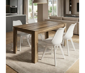 Σετ τραπεζαρία 5τμχ Darlen - Viva χρώμα καρυδί - λευκό 125x72x74εκ.