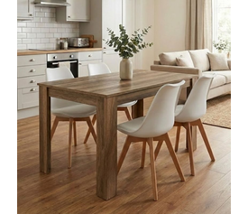 Σετ τραπεζαρία 5τμχ Darlen - Viva χρώμα καρυδί - λευκό/φυσικό πόδι 125x72x74εκ.