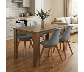 Σετ τραπεζαρία 5τμχ Darlen - Viva χρώμα καρυδί - γκρι 125x72x74εκ.