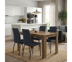 Σετ τραπεζαρία 5τμχ Darlen - Fina χρώμα καρυδί - ανθρακί 125x72x74εκ.