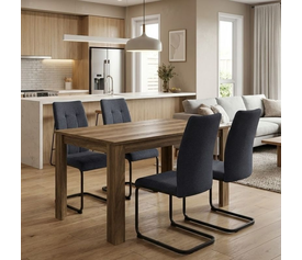 Σετ τραπεζαρία 5τμχ Darlen - Laura χρώμα καρυδί - ανθρακί 125x72x74εκ.