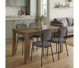 Σετ τραπεζαρία 5τμχ Darlen - Kevin χρώμα καρυδί - γκρι 125x72x74εκ.