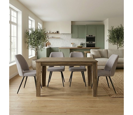 Σετ τραπεζαρία 5τμχ Darlen - Christy χρώμα καρυδί - ανοιχτό μπεζ 125x72x74εκ.