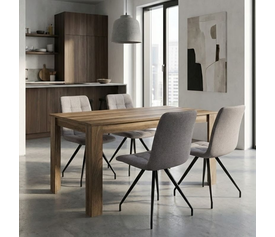 Σετ τραπεζαρία 5τμχ Darlen - Bianca χρώμα καρυδί - ανοιχτό μπεζ 125x72x74εκ.