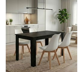 Σετ τραπεζαρία 5τμχ Darlen - Viva χρώμα sencron black - λευκό/φυσικό πόδι 125x72x74εκ.