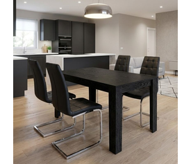 Σετ τραπεζαρία 5τμχ Darlen - Vela χρώμα sencron black - μαύρο 125x72x74εκ.