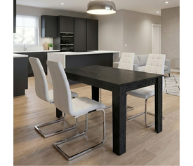 Σετ τραπεζαρία 5τμχ Darlen - Vela χρώμα sencron black - λευκό 125x72x74εκ.