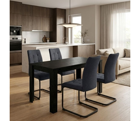 Σετ τραπεζαρία 5τμχ Darlen - Laura χρώμα sencron black - ανθρακί 125x72x74εκ.