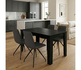 Σετ τραπεζαρία 5τμχ Darlen - Bianca χρώμα sencron black - γκρι 125x72x74εκ.