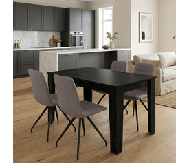 Σετ τραπεζαρία 5τμχ Darlen - Bianca χρώμα sencron black - ανοιχτό μπεζ 125x72x74εκ.