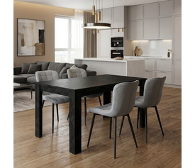 Σετ τραπεζαρία 5τμχ Darlen - Chiara χρώμα sencron black - γκρι 125x72x74εκ.