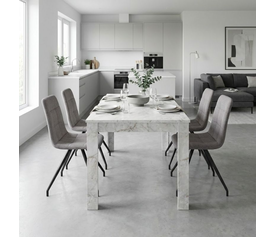 Σετ τραπεζαρία 5τμχ Darlen - Bianca χρώμα λευκό εφέ μαρμάρου - ανοιχτό μπεζ 125x72x74εκ.