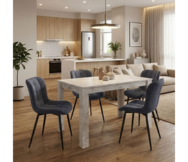 Σετ τραπεζαρία 5τμχ Darlen - Chiara χρώμα λευκό εφέ μαρμάρου - ανθρακί 125x72x74εκ.