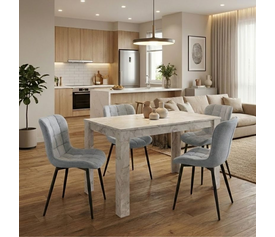 Σετ τραπεζαρία 5τμχ Darlen - Chiara χρώμα λευκό εφέ μαρμάρου - γκρι 125x72x74εκ.