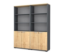 Βιβλιοθήκη γραφείου επαγγελματική Venturo χρώμα ανθρακί - φυσικό οξιάς 160x40x200εκ.