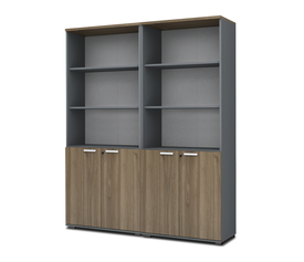 Βιβλιοθήκη γραφείου με κλειδαριά επαγγελματική Venturo χρώμα ανθρακί - καρυδί 160x40x200εκ.