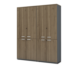 Ντουλάπα γραφείου με κλειδαριά επαγγελματική Venturo χρώμα ανθρακί - καρυδί 160x40x200εκ.