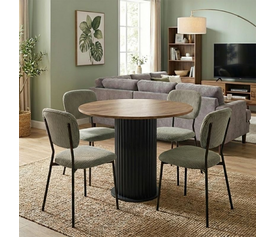 Σετ τραπεζαρία 5τμχ Bohema - Kevin χρώμα μαύρο/sepet oak - λαδί Ø90x77,7εκ.