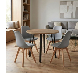 Σετ τραπεζαρία 5τμχ Xana - Viva χρώμα sepet oak - γκρι Ø90x77,5εκ.