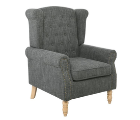 ROSY Πολυθρόνα - Μπερζέρα Φυσικό, Ύφασμα Ανθρακί