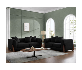 KANSAS Set Σαλόνι - Καθιστικό, 2Θέσιος-3Θέσιος, Teddy Ύφασμα Μαύρο