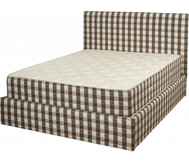 KPS/ Ντυμένο Κρεβάτι με καρό μπεζ cashmiru ύφασμα χωρίς αποθηκευτικό χώρο 90/120/150/160/180X200 εκ.