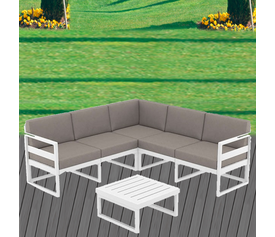 MYKONOS ΓΩΝΙΑ SET WHITE ΜΕ ΜΑΞΙΛΑΡΙΑ ΠΟΛ/ΝΙΟΥ (+ΤΡΑΠ.65εκ.)