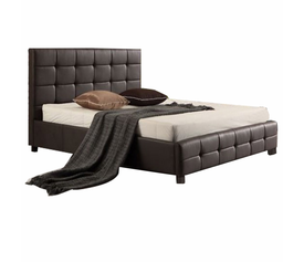 FIDEL Κρεβάτι Διπλό για Στρώμα 160x200cm, PU Σκούρο Καφέ