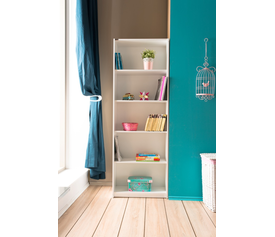 MAX ΒΙΒΛΙΟΘΗΚΗ ΜΕ 5 ΡΑΦΙΑ ΛΕΥΚΗ Μοριοσανίδα με επένδυση μελαμίνης