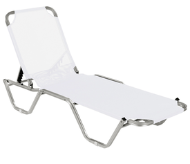 Λευκό Στοιβαζόμενη Ξαπλώστρα Παραλίας 5 Θέσεων 195 x 60 x 29(h)cm