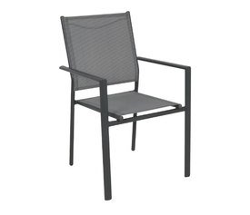 LANSON Πολυθρόνα Κήπου Βεράντας, Μέταλλο Βαφή Ανθρακί Textilene Grey
