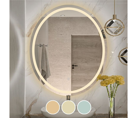 LED-3 Καθρέπτης Τοίχου Oval - Φωτιζόμενος - Αφής, με 3 επιλογές εναλλαγής χρωμάτων