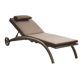 Rattan Ανακλινόμενη Ξαπλώστρα Με Ρόδες Σκελετός Αλουμινίου