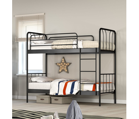 KPS / LINES ΚΟΥΚΕΤΑ ΜΕΤΑΛΛΙΚΗ ΜΕ ΣΤΑΘΕΡΑ ΠΡΟΣΤΑΤΕΥΤΙΚΑ ΚΑΙ ΣΚΑΛΑ ΓΙΑ ΣΤΡΩΜΑΤΑ 90Χ190 ΕΚ. ΜΑΥΡΟ